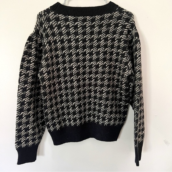 NWT Lush Houndstooth Crew Neck Sweater Medium Preppy Academia Office Career - Picture 8 of 11